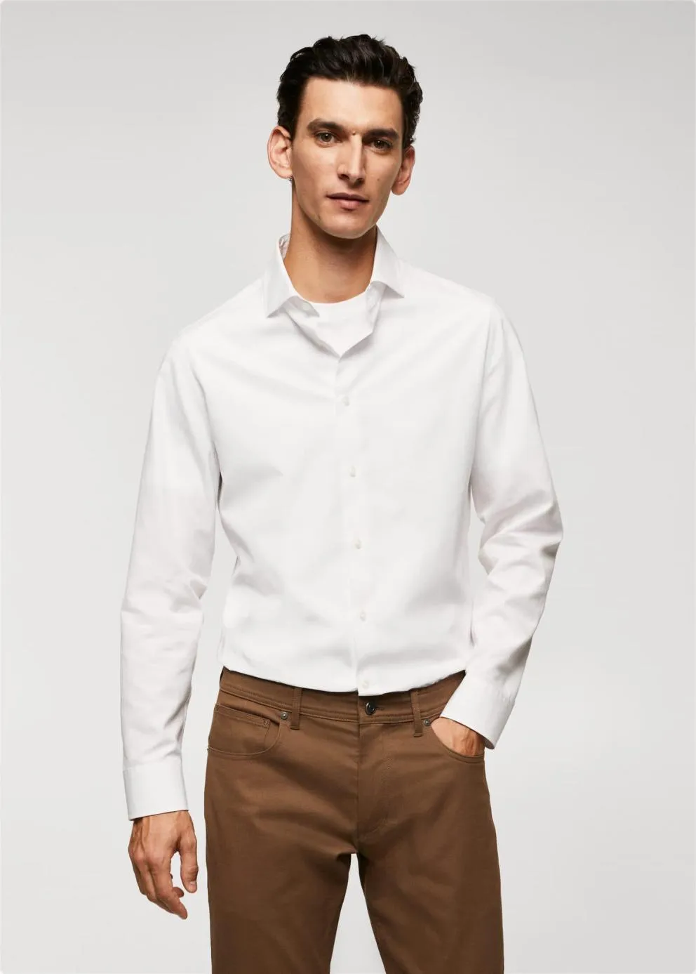 Chemises | Homme MANGO Chemise Slim Fit 100 % Coton Blanc
